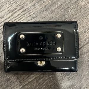Kate Spade mini flap card holder black patent